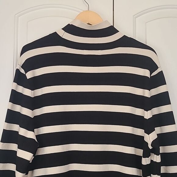 H&M Striped Mock Neck Sweater Black Cream Size M - Picture 7 of 12